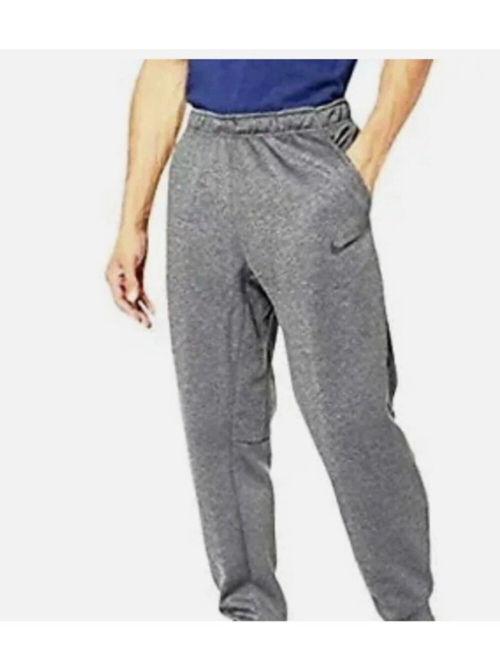 Nike Therma Jogger Pants Mens Size XXL Gray Heathered  Logo Open Hem